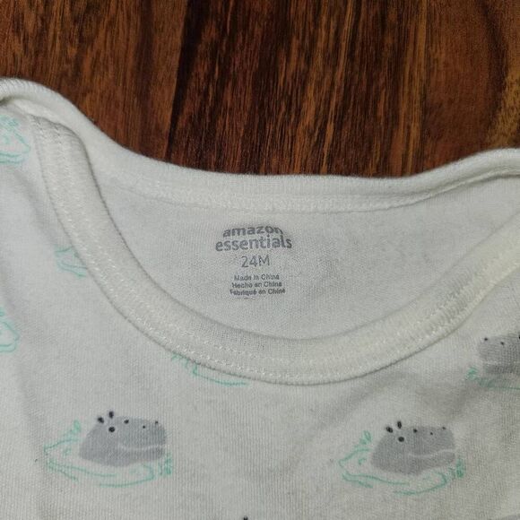5 For $25 Essentials White & Grey Hippo Dress W/ Built In Bodysuit Baby 24M - Picture 4 of 6